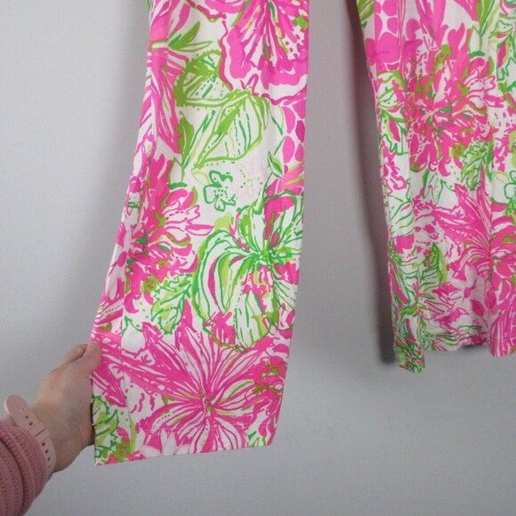 Lilly Pulitzer Georgia May Palazzo Pants Women Pink Floral Summer Pull On XS 254 - Picture 4 of 11